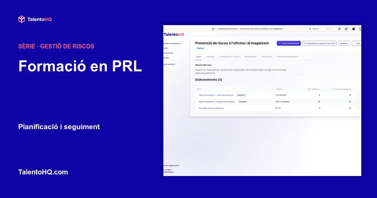 Formació en PRL: planificació i seguiment
