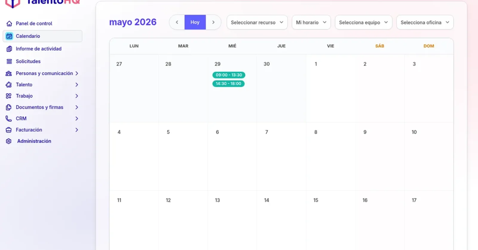 Calendario de ausencias para revisar solapamientos antes de aprobar vacaciones