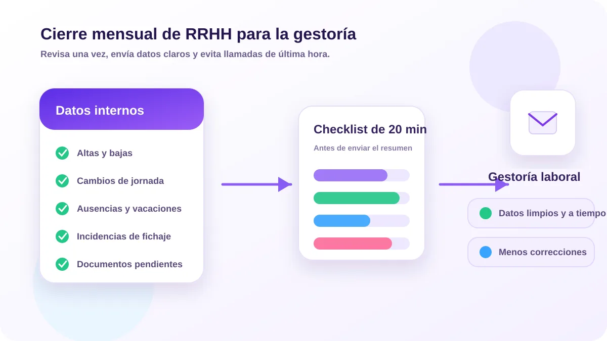 Checklist mensual para enviar datos de RRHH claros a la gestoría laboral