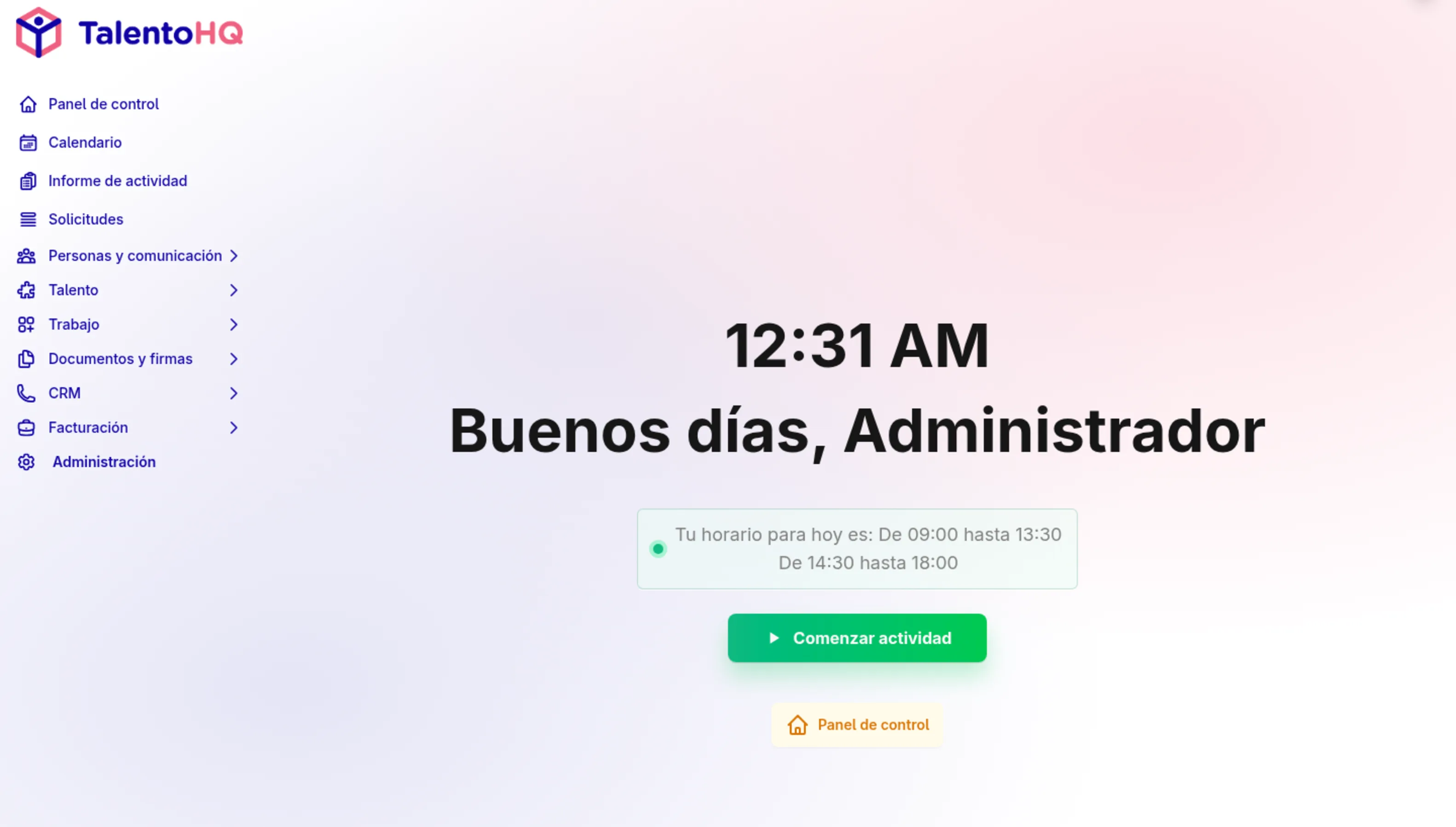 panel de control de empleados