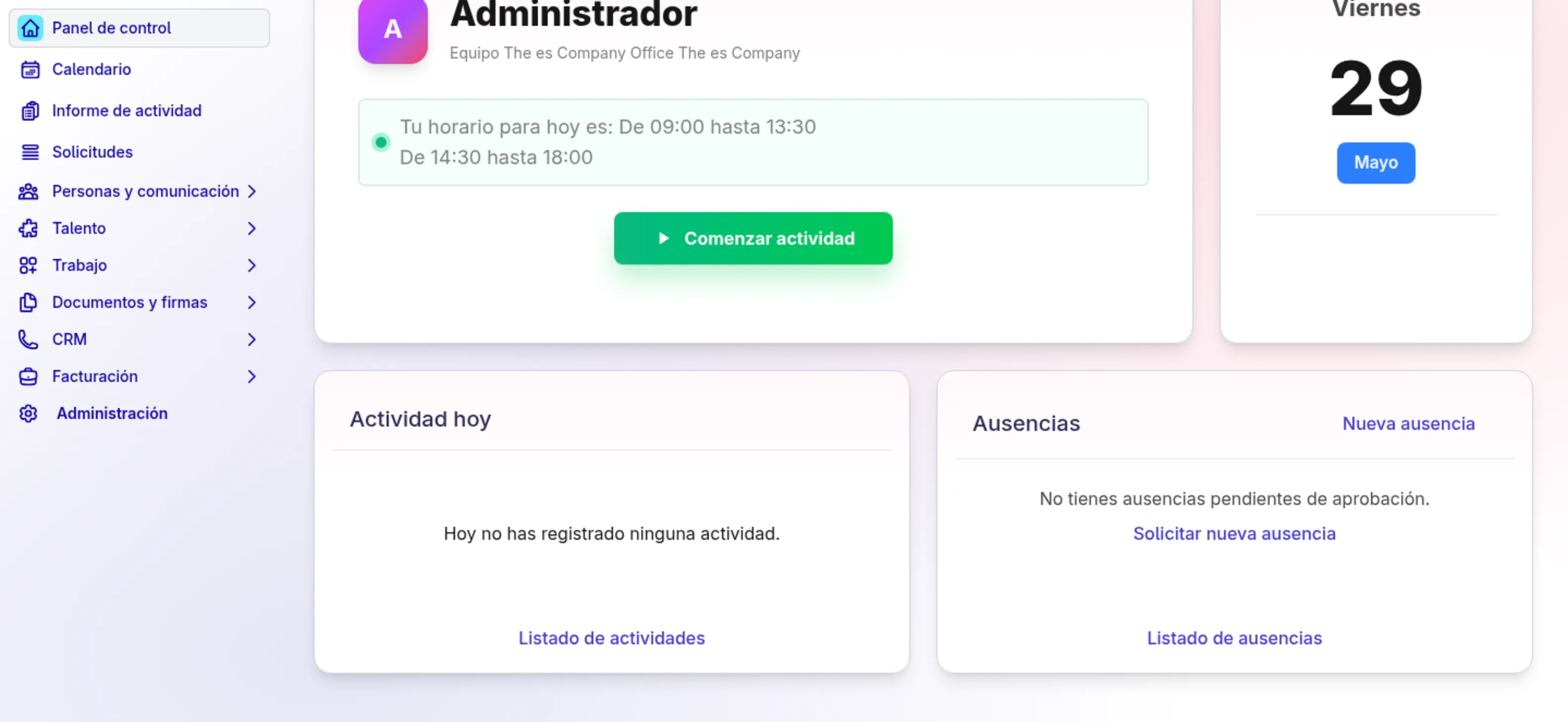 Panel de control manager