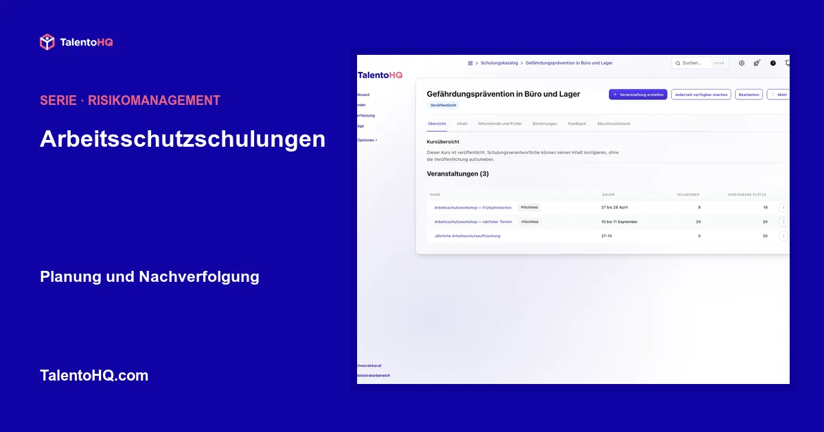 Arbeitsschutzschulungen: Planung und Nachverfolgung