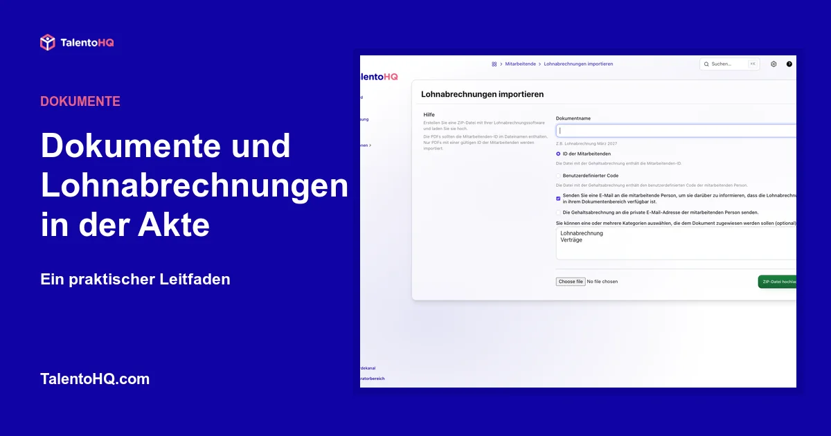 Dokumente und Lohnabrechnungen in der Akte