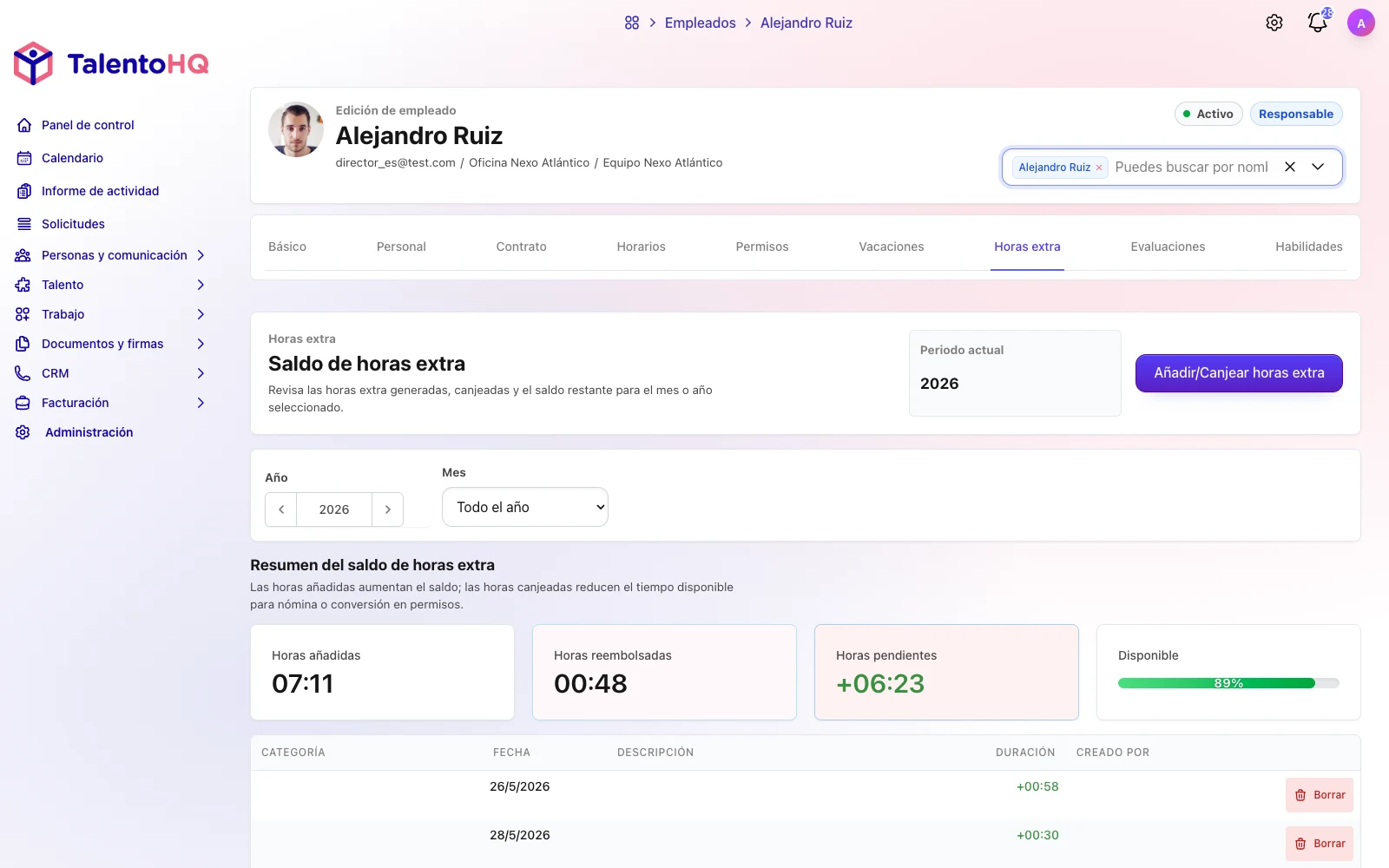 empleados horas extra disponibles