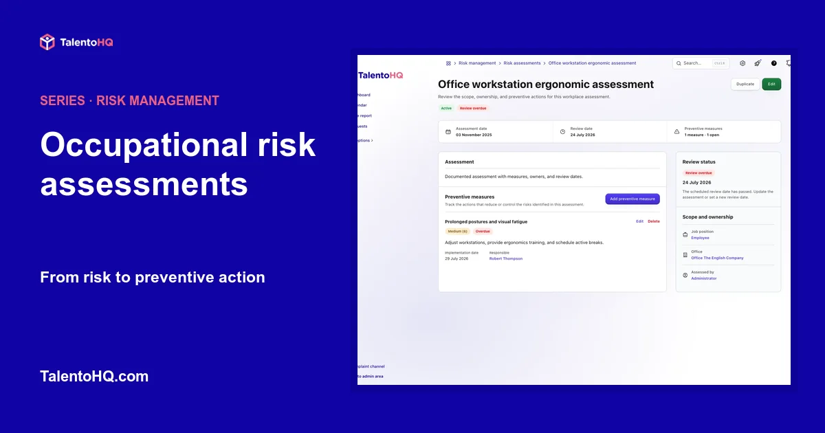 Occupational risk assessments: from risk to preventive action