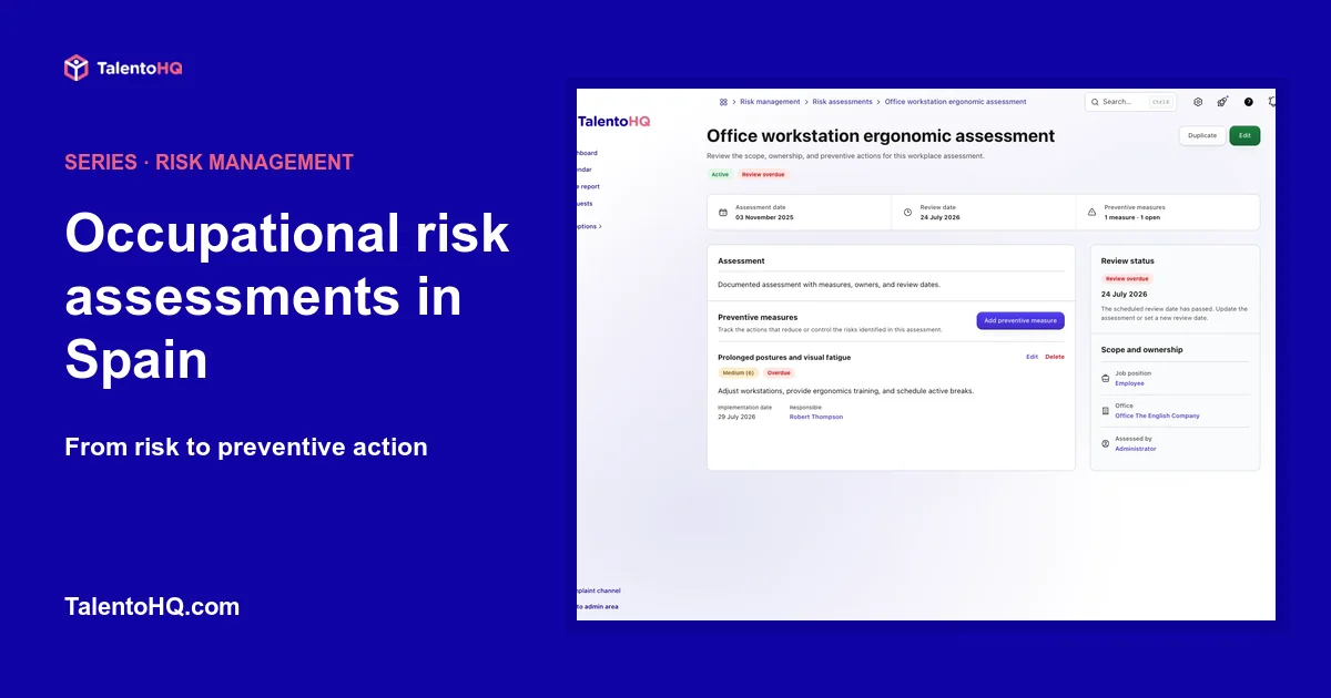 Occupational risk assessments in Spain: from risk to preventive action