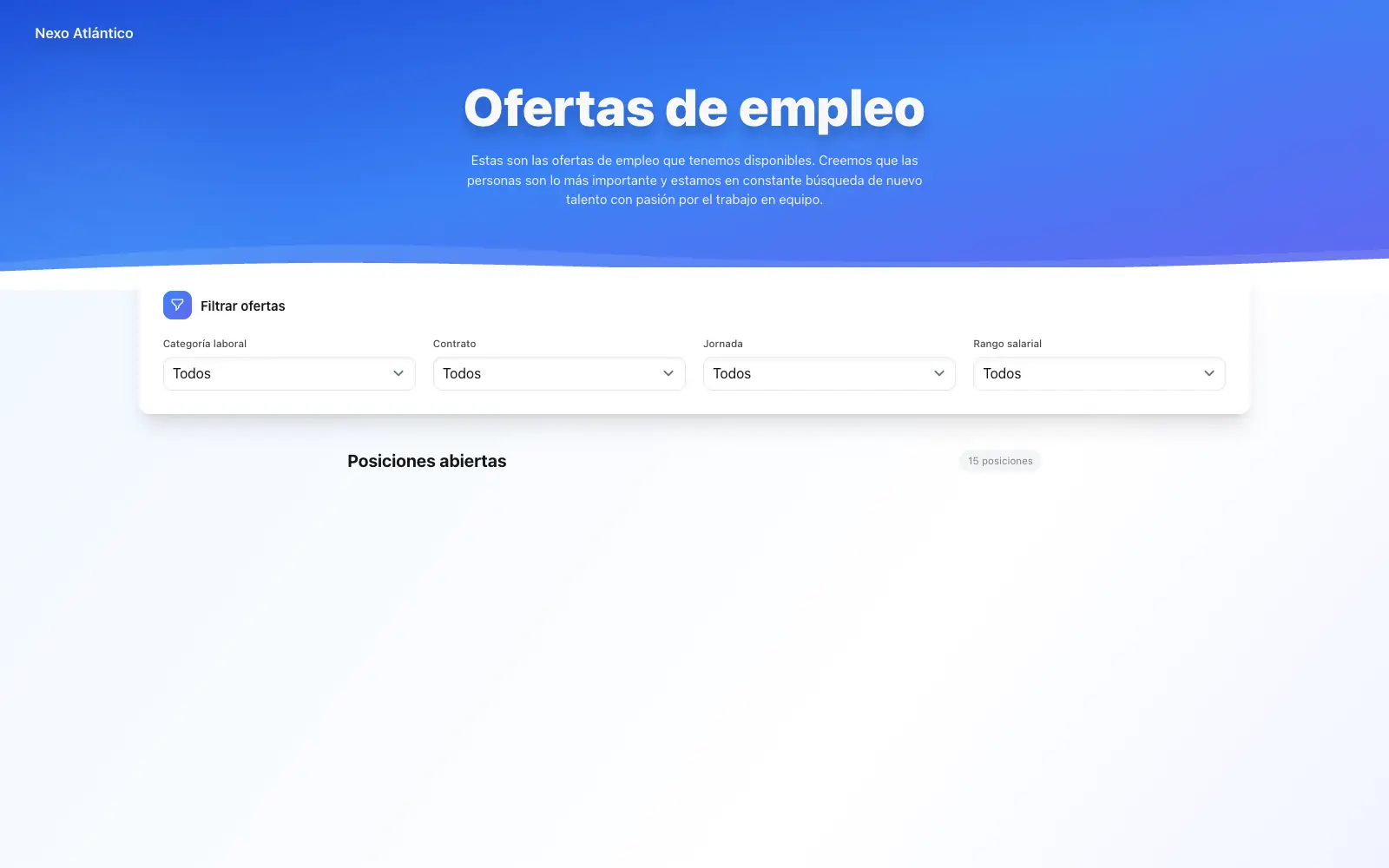 Ejemplo del encabezado personalizado de una página de ofertas de empleo en TalentoHQ