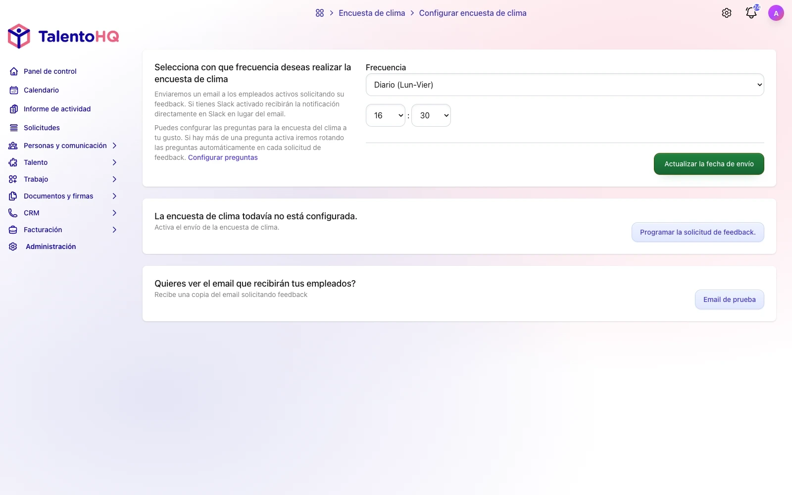 configuracion encuesta de clima laboral