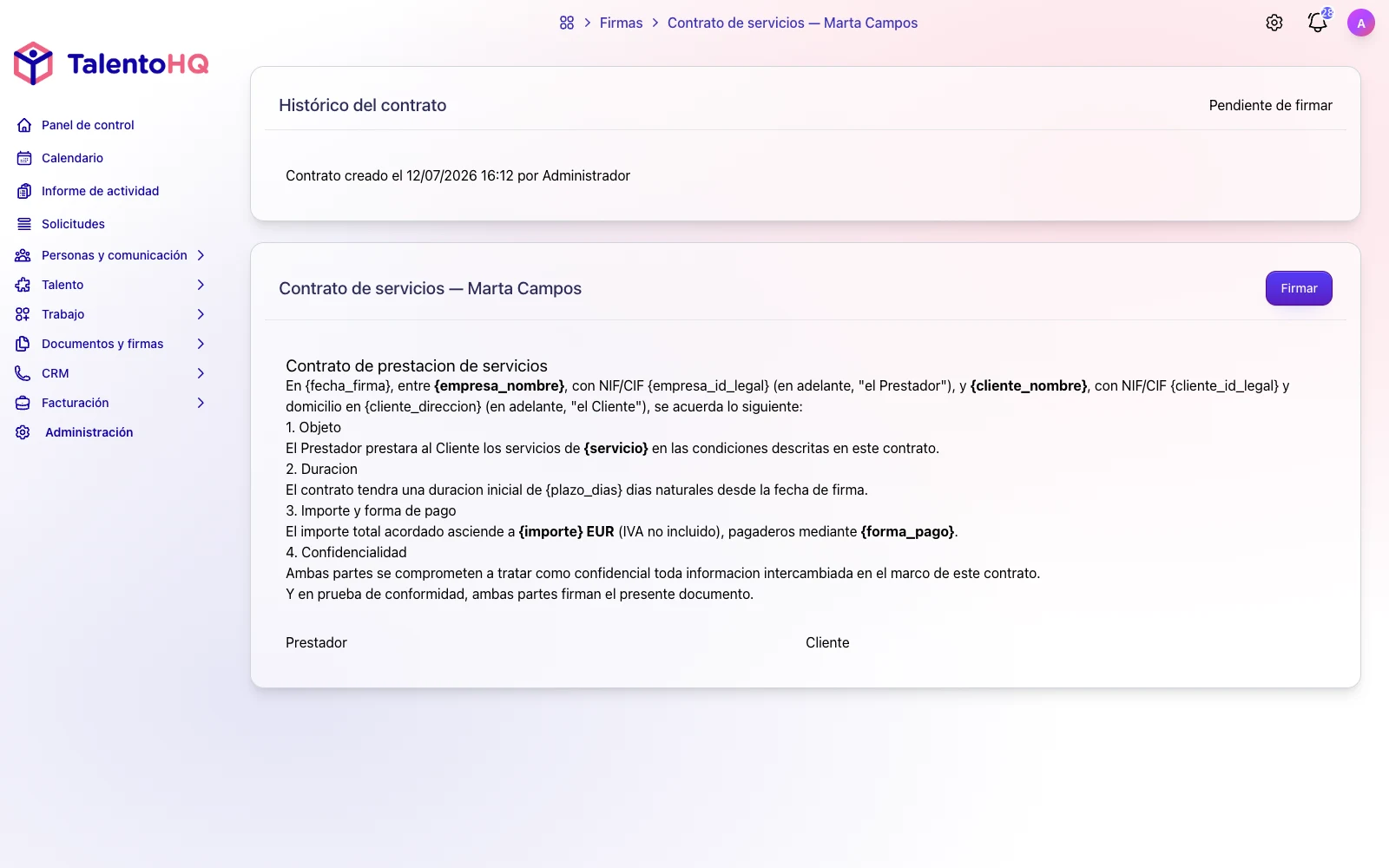 Distribución y firma digital de documentos laborales en TalentoHQ