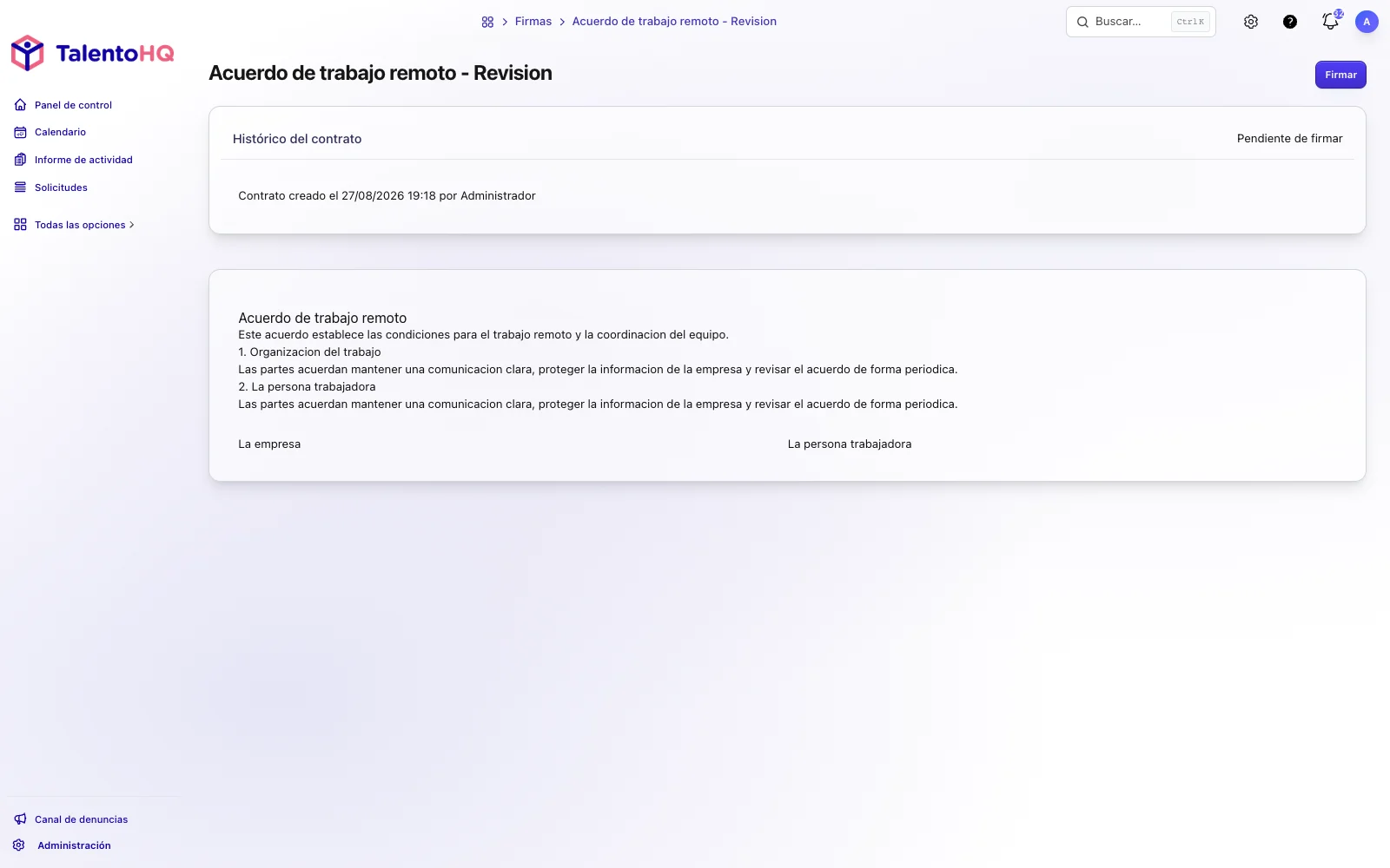 Distribución y firma digital de documentos laborales en TalentoHQ