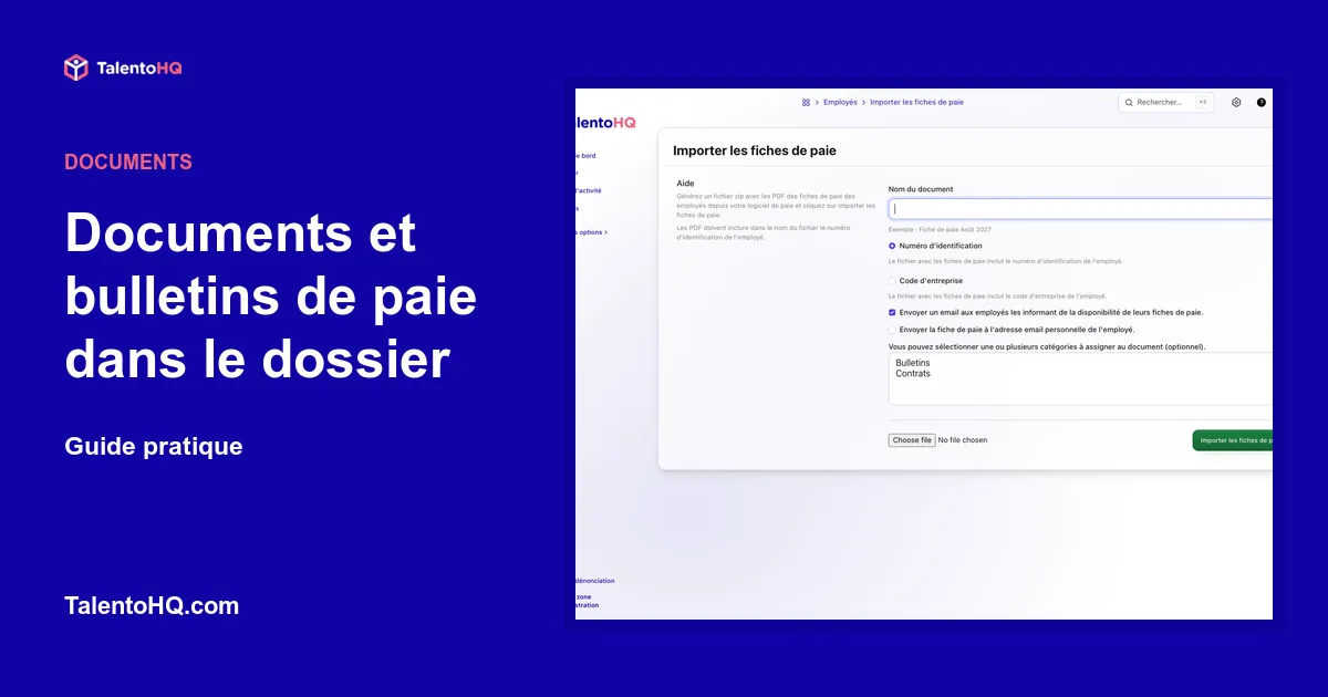 Documents et bulletins de paie dans le dossier