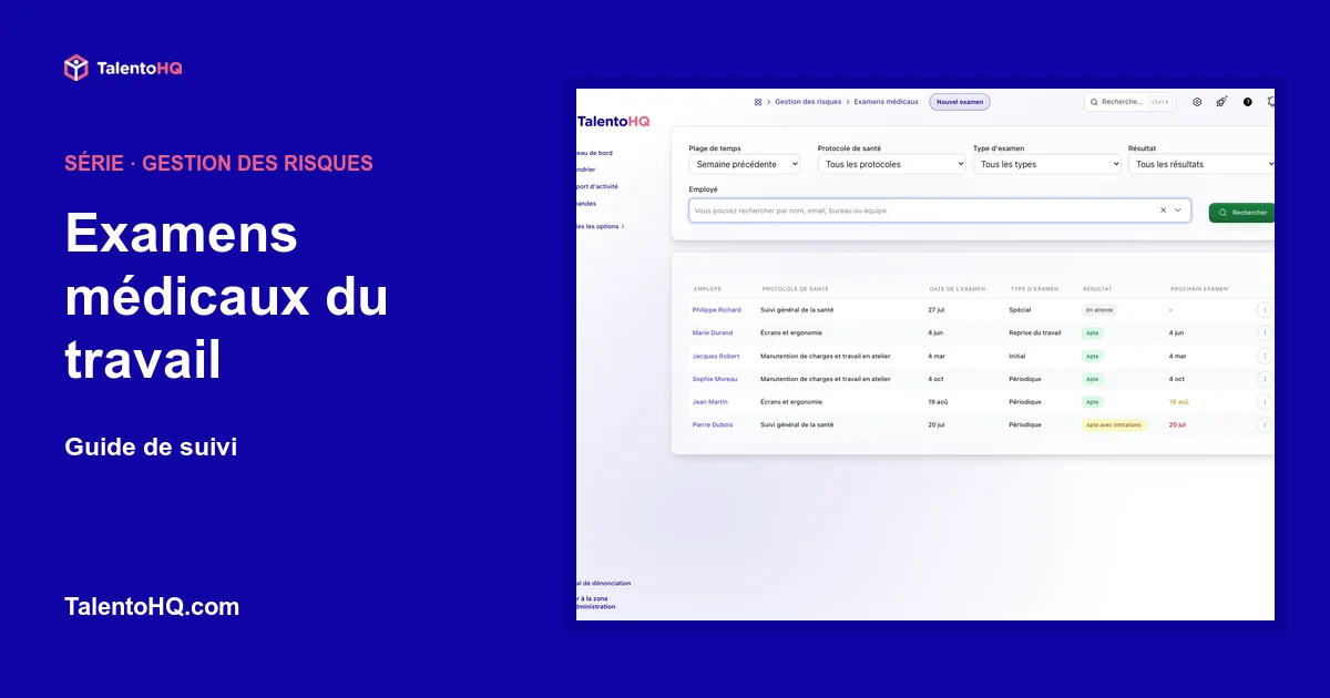 Examens médicaux du travail : guide de suivi