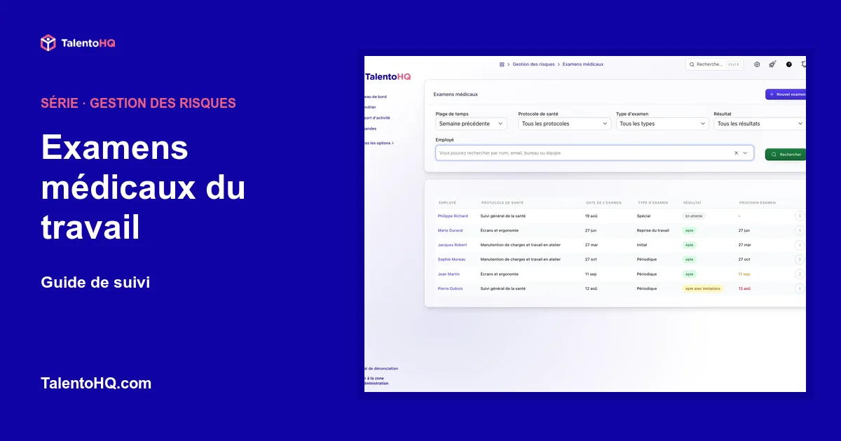 Examens médicaux du travail : guide de suivi
