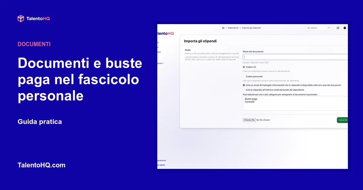 Documenti e buste paga nel fascicolo personale