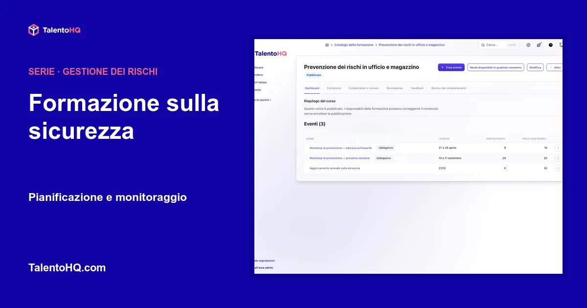 Formazione sulla sicurezza: pianificazione e monitoraggio