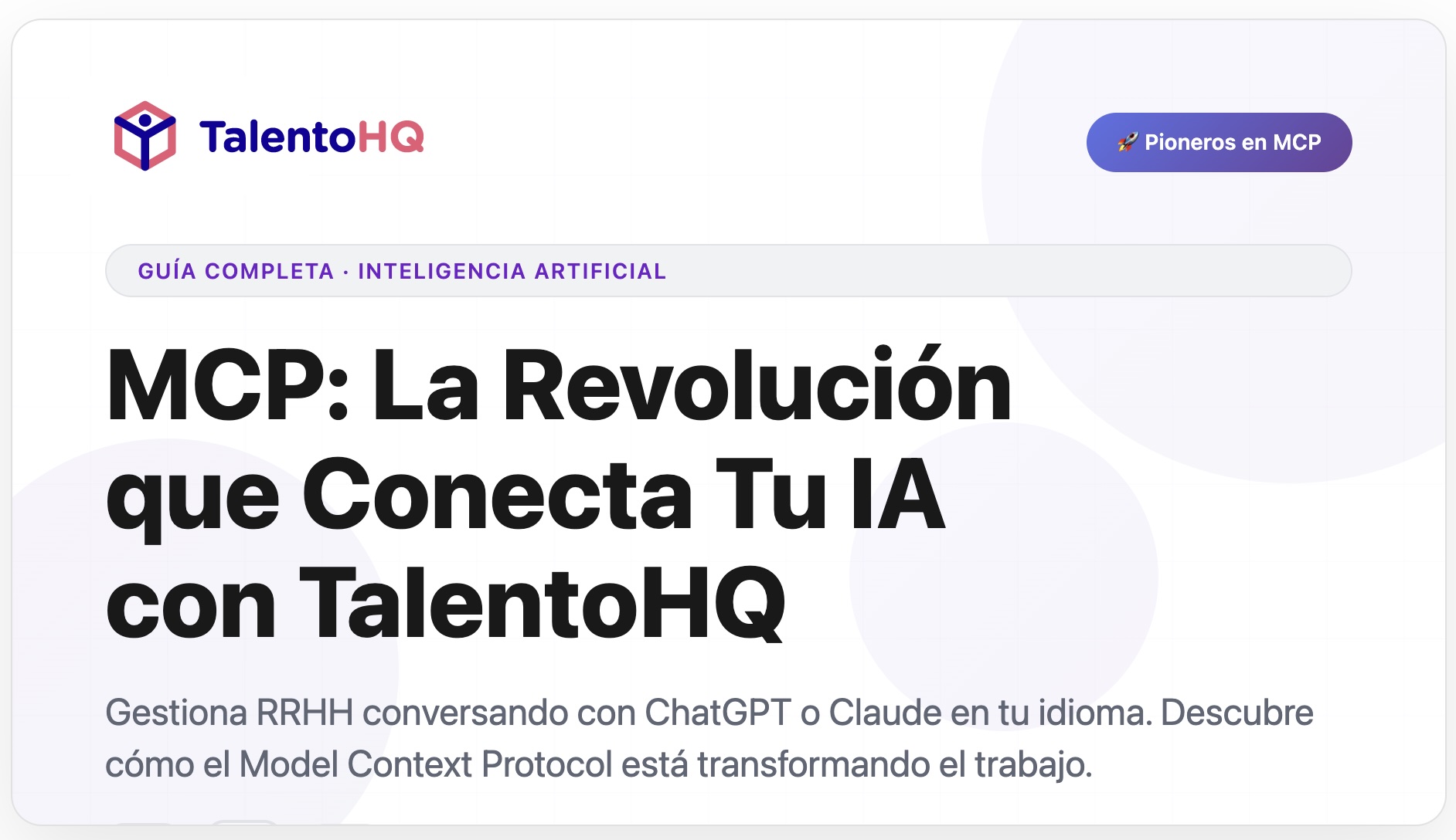 MCP - La revolución que conecta tu IA favorita con TalentoHQ
