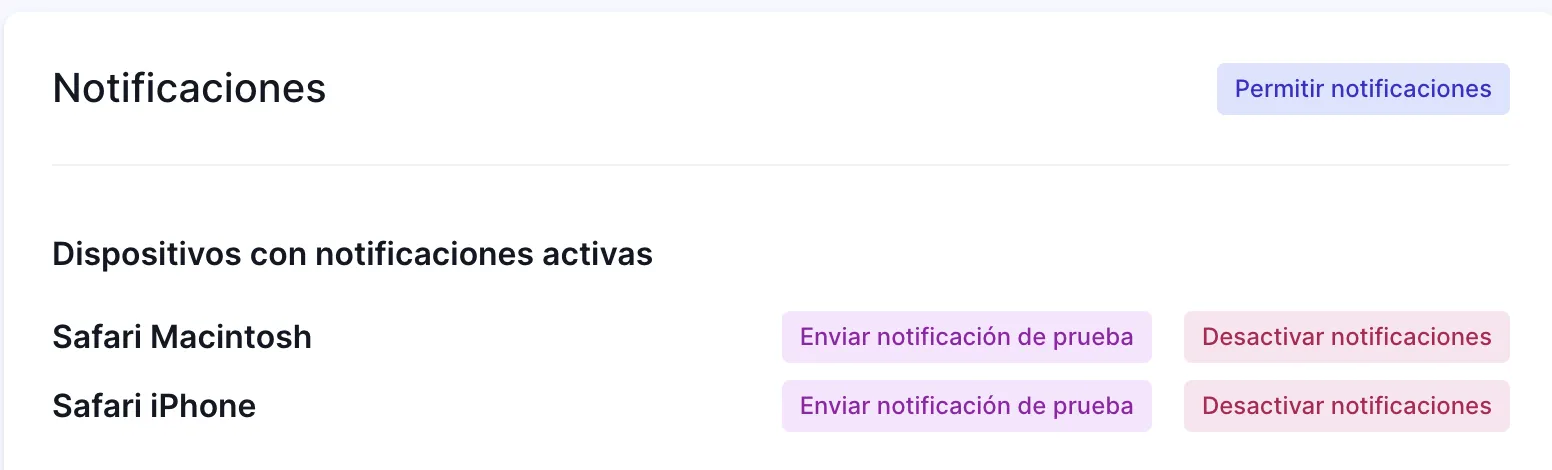 notificaciones de inicio de turno en dispositivos