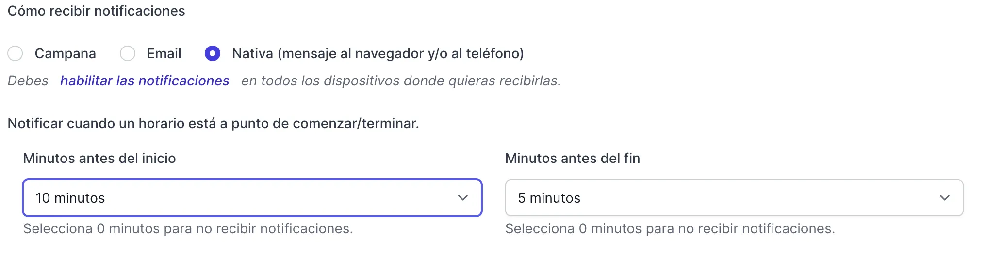 Activar notificationes