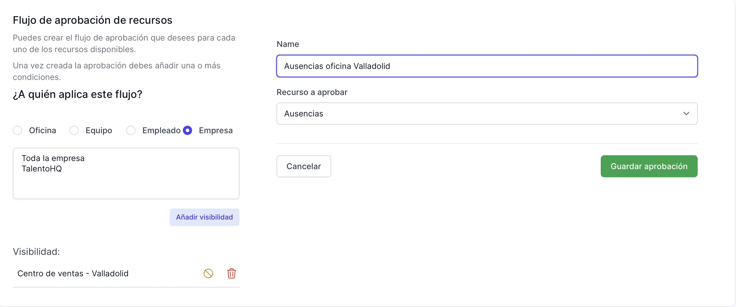 proceso de aprobación de ausencias o vacaciones