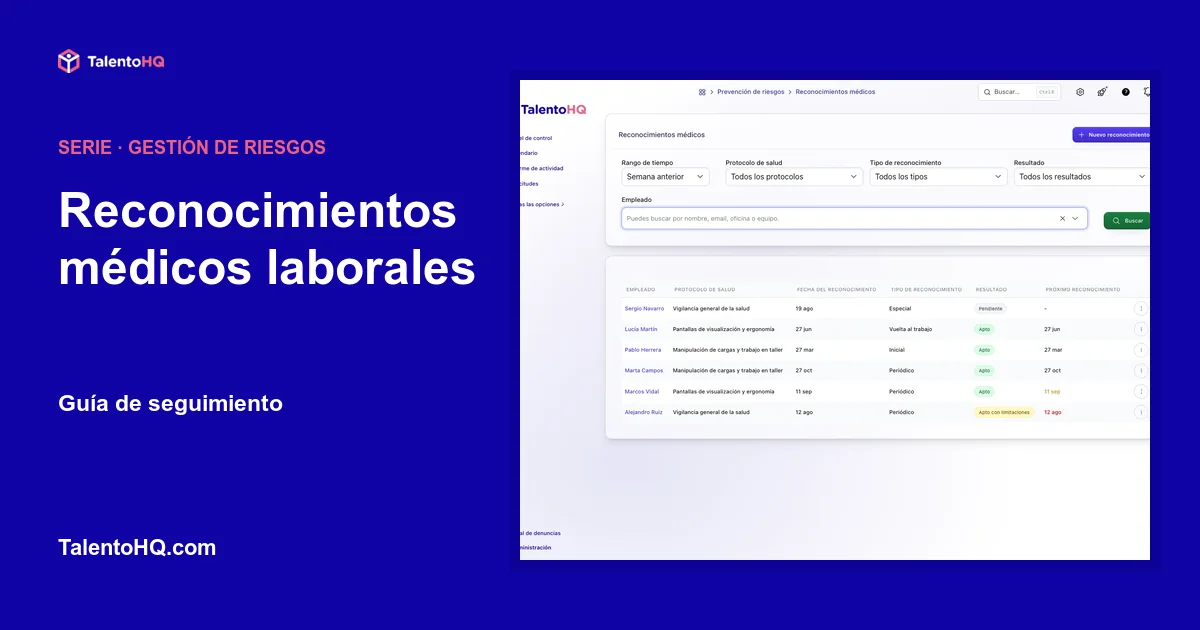 Reconocimientos médicos laborales: guía de seguimiento