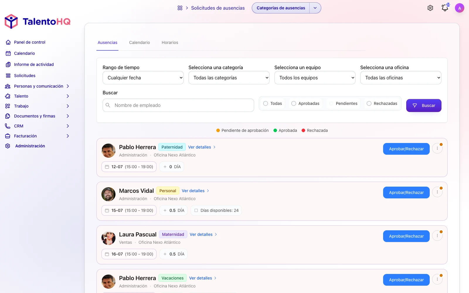 Seguimiento y control de ausencias y vacaciones