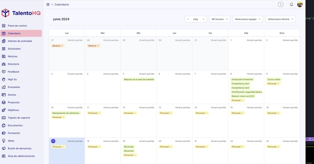 Holiday and absence management in talentohq.com