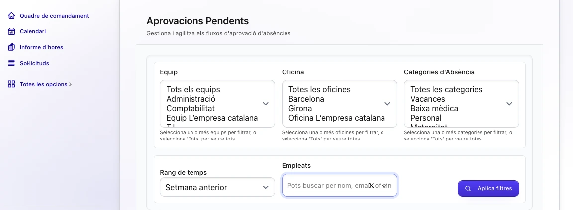 Aprovació i rebuig d’absències en català