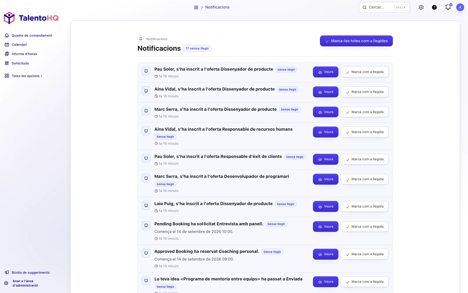 Configuració d'avisos de fitxatge a TalentoHQ