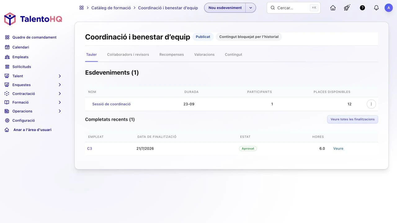 Formació LMS a TalentoHQ: cursos i seguiment