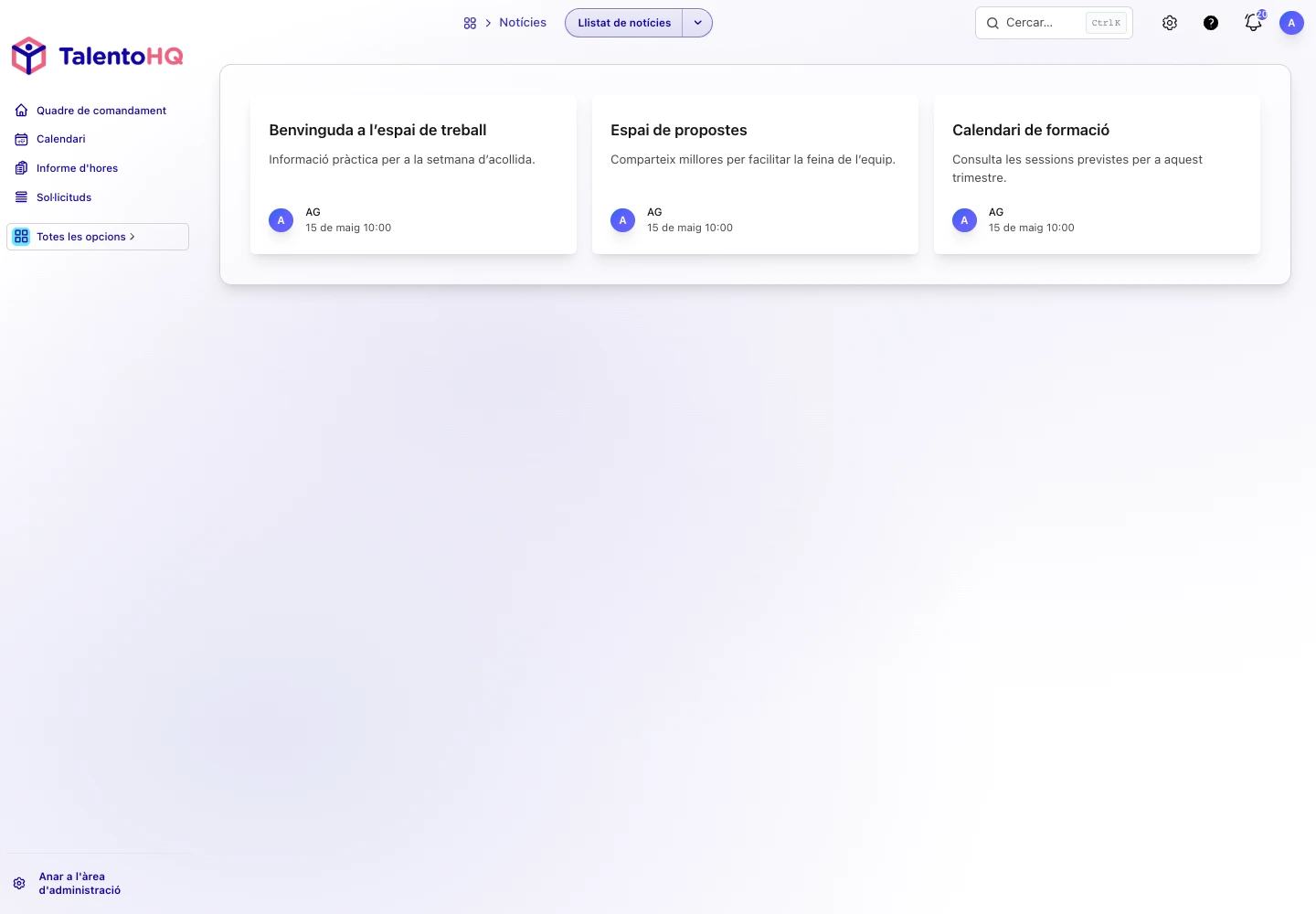 Notícies internes a TalentoHQ en català