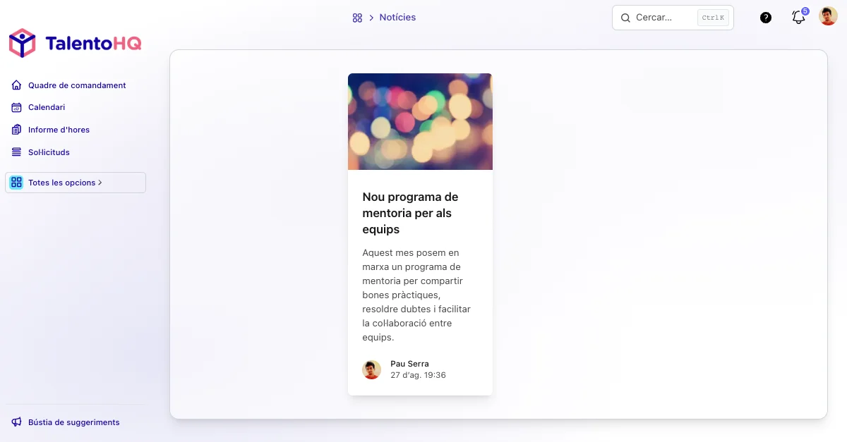 Portal de l’empleat amb notícies i comunicacions en català