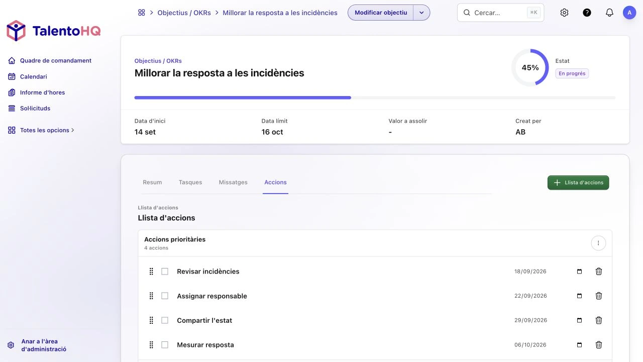 Seguiment d'accions d'objectius