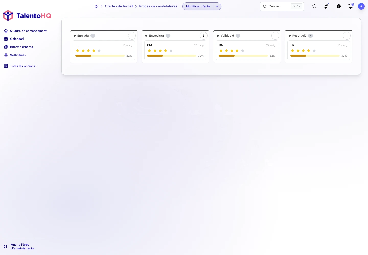 Procés de contractació configurable a TalentoHQ