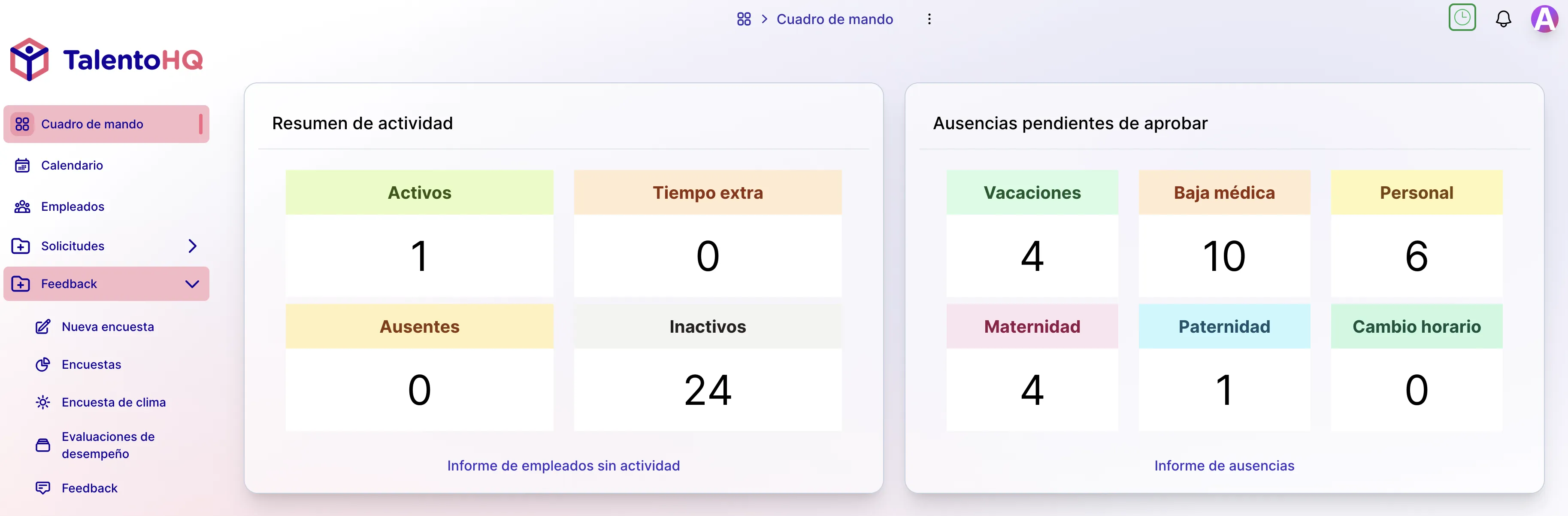 Control de presencia, asistencia y actividad en talentohq.com