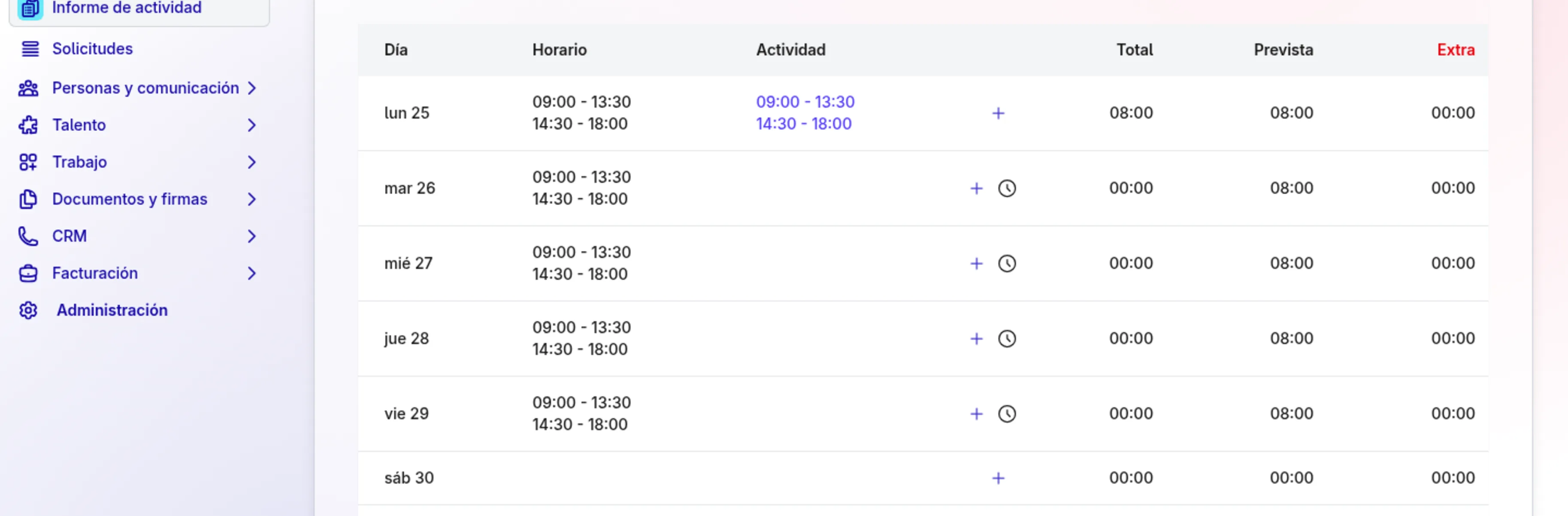 Panel de control de fichajes y actividad en tiempo real