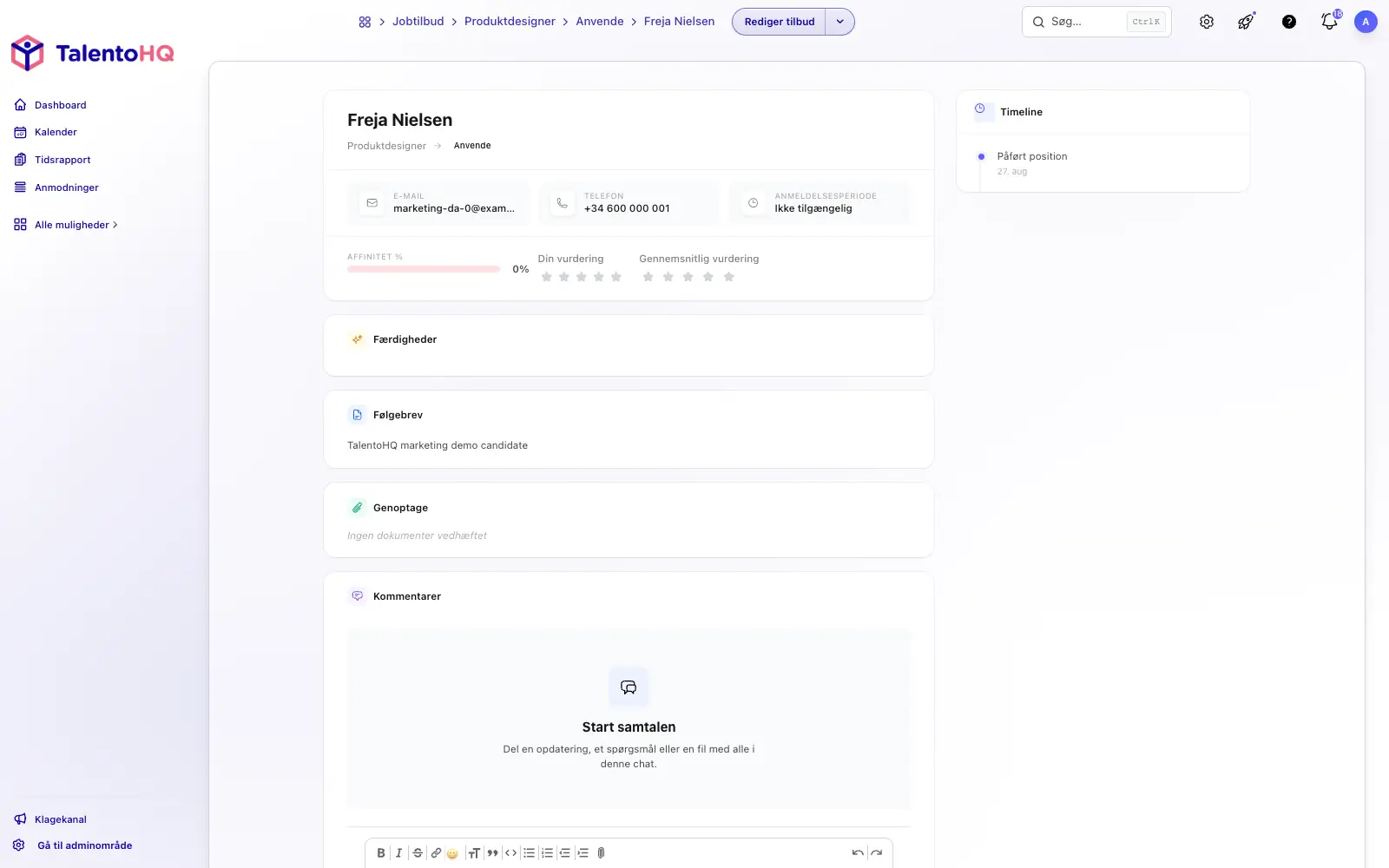 Jobopslag og kandidater i TalentoHQ