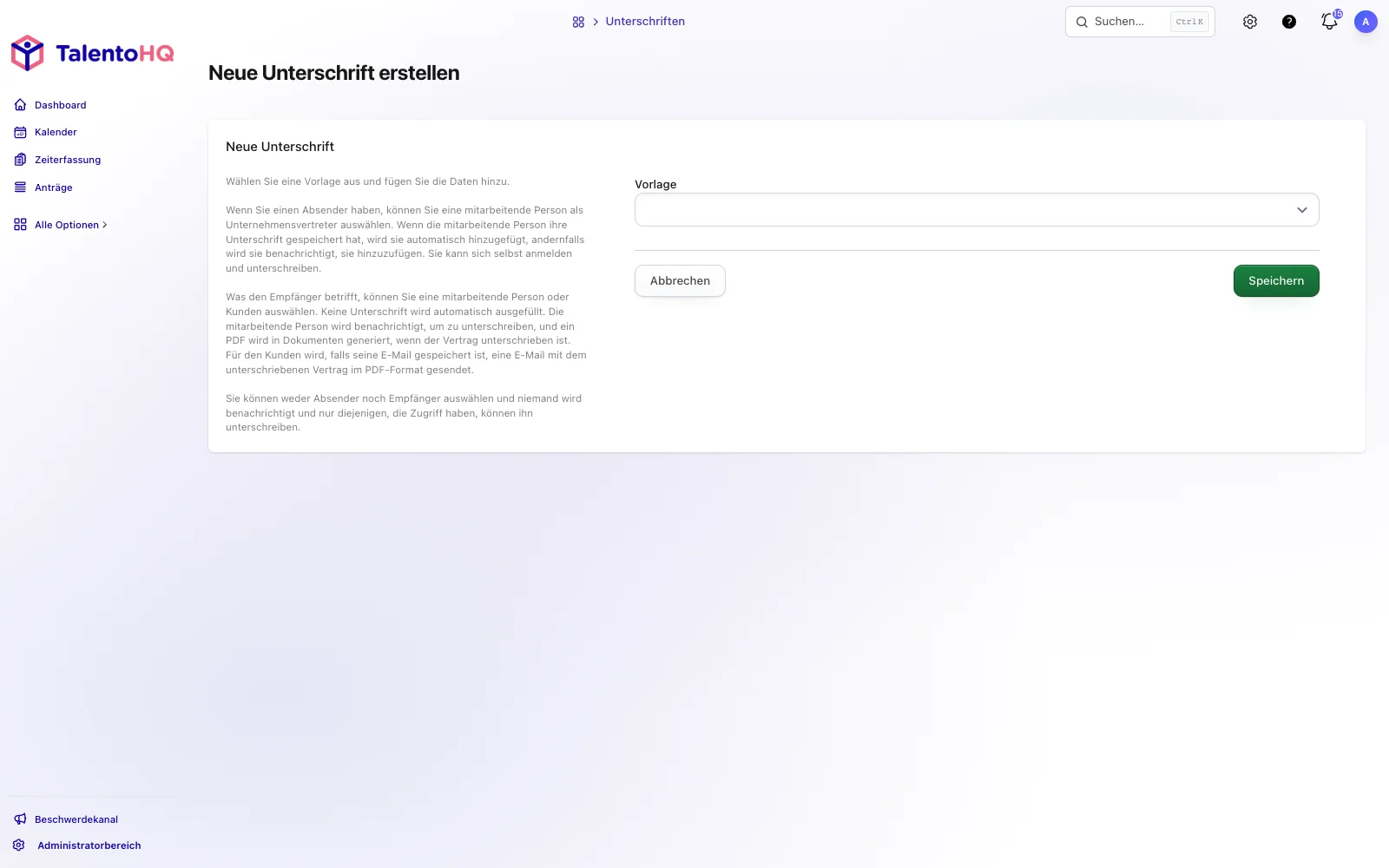 Vertragsunterzeichnung als Schritt im Onboarding-Prozess von TalentoHQ