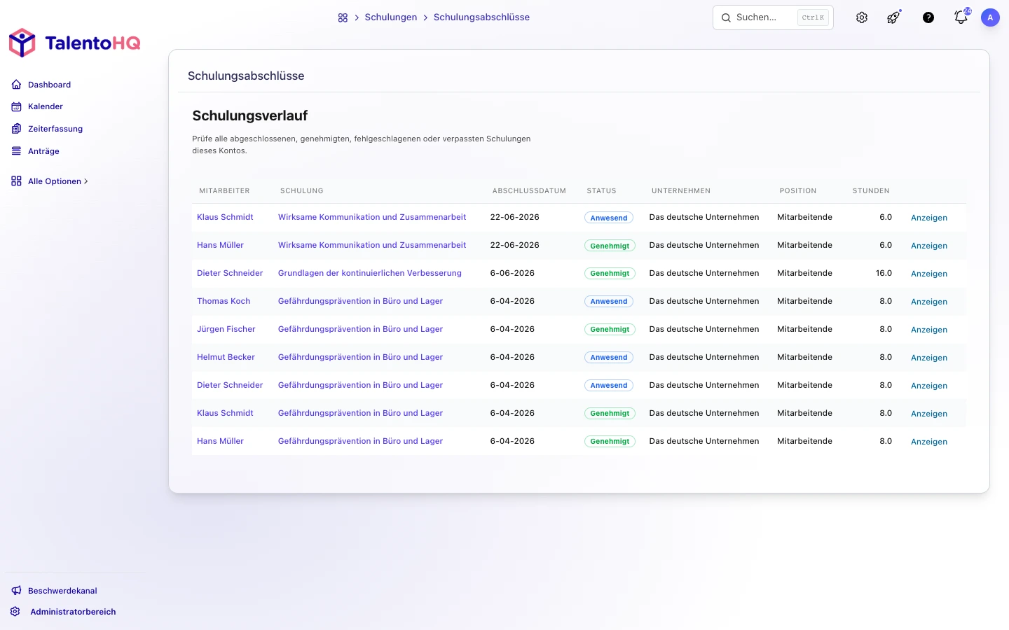 Weiterbildung in TalentoHQ: Kurse verwalten und Teams entwickeln
