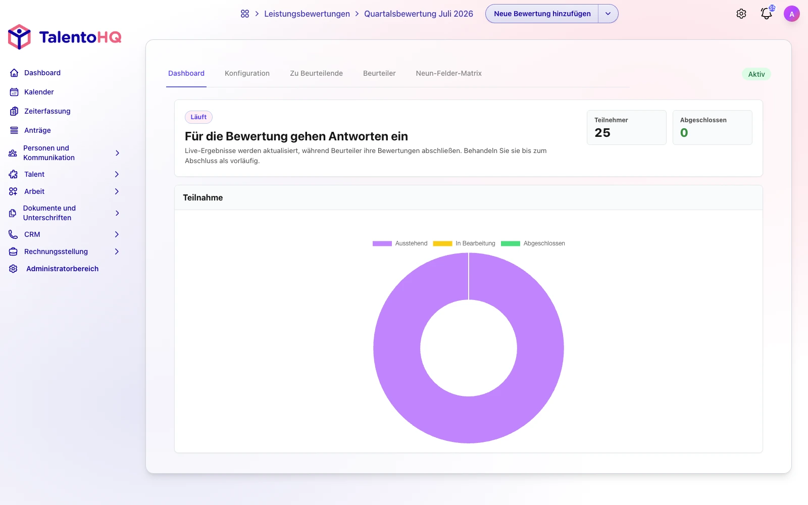 Kompetenzbeurteilung in der deutschen TalentoHQ-Oberfläche