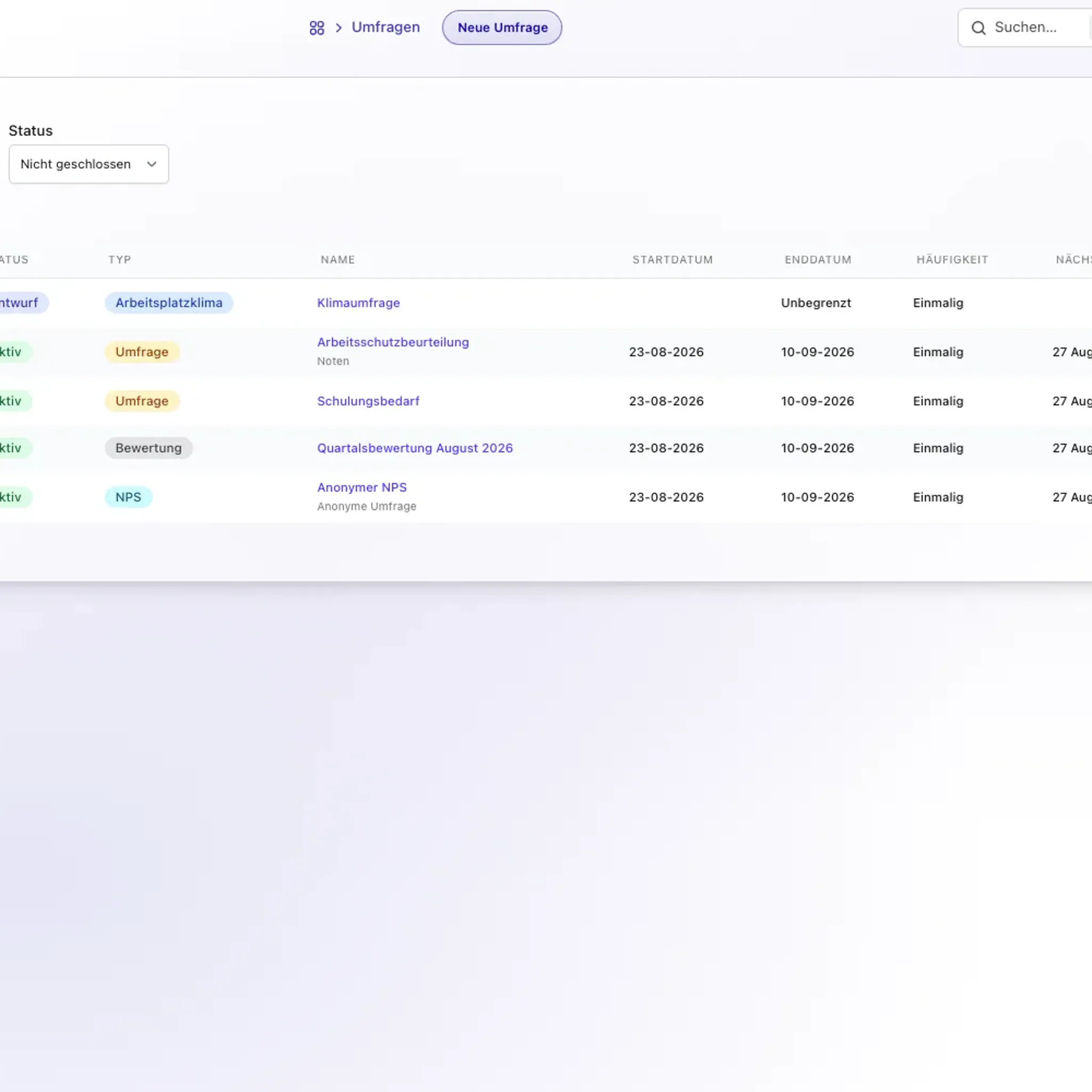 NPS-Umfragen in TalentoHQ