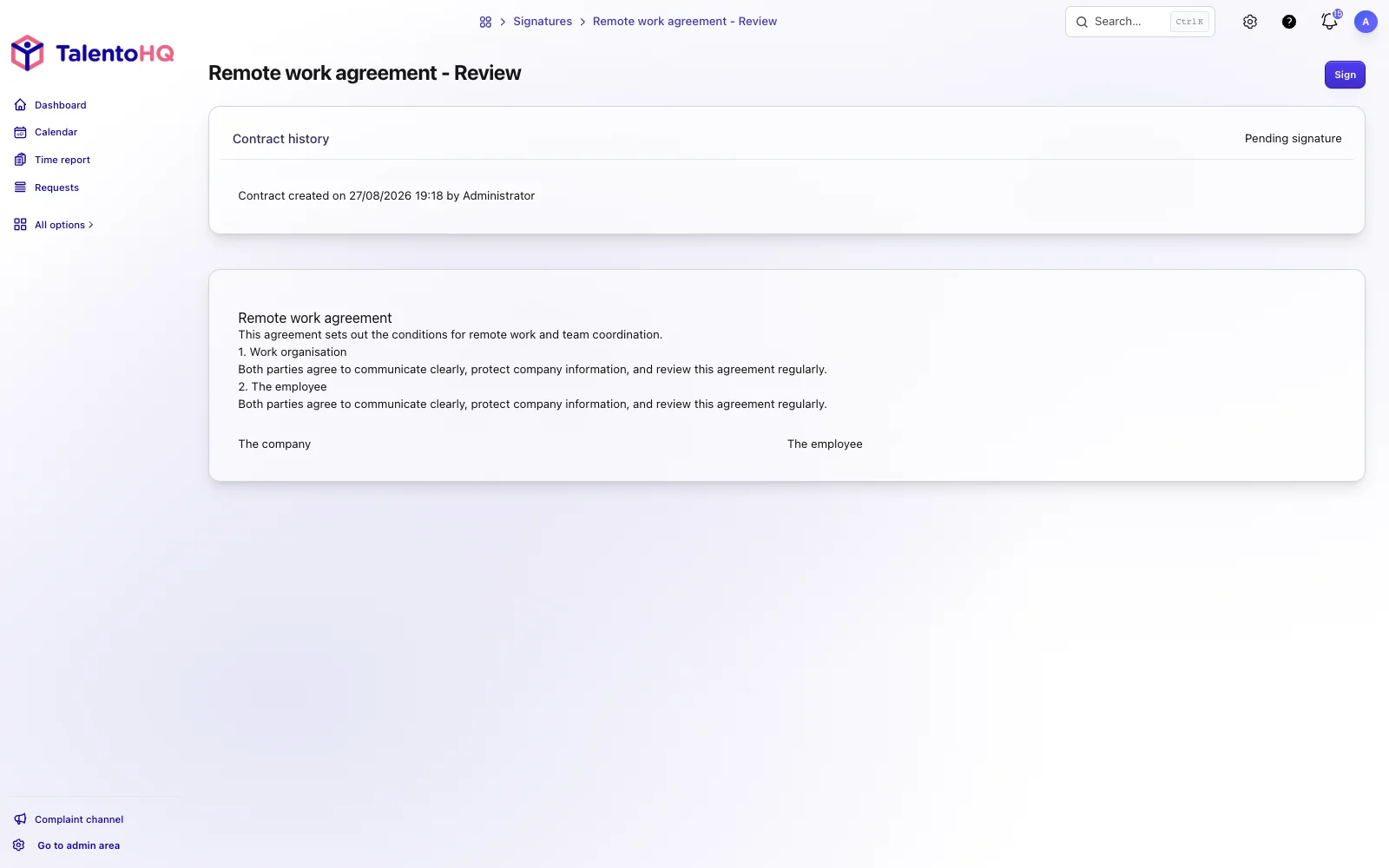 Digital contract management and electronic signatures
