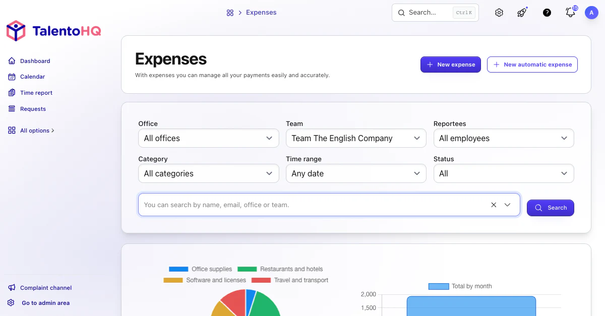 Expense reports in TalentoHQ