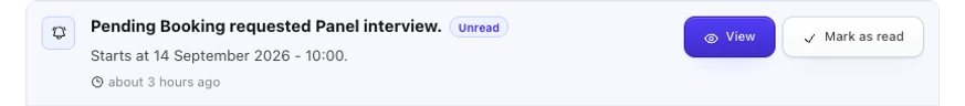 TalentoHQ in-app reminder before a configured schedule starts