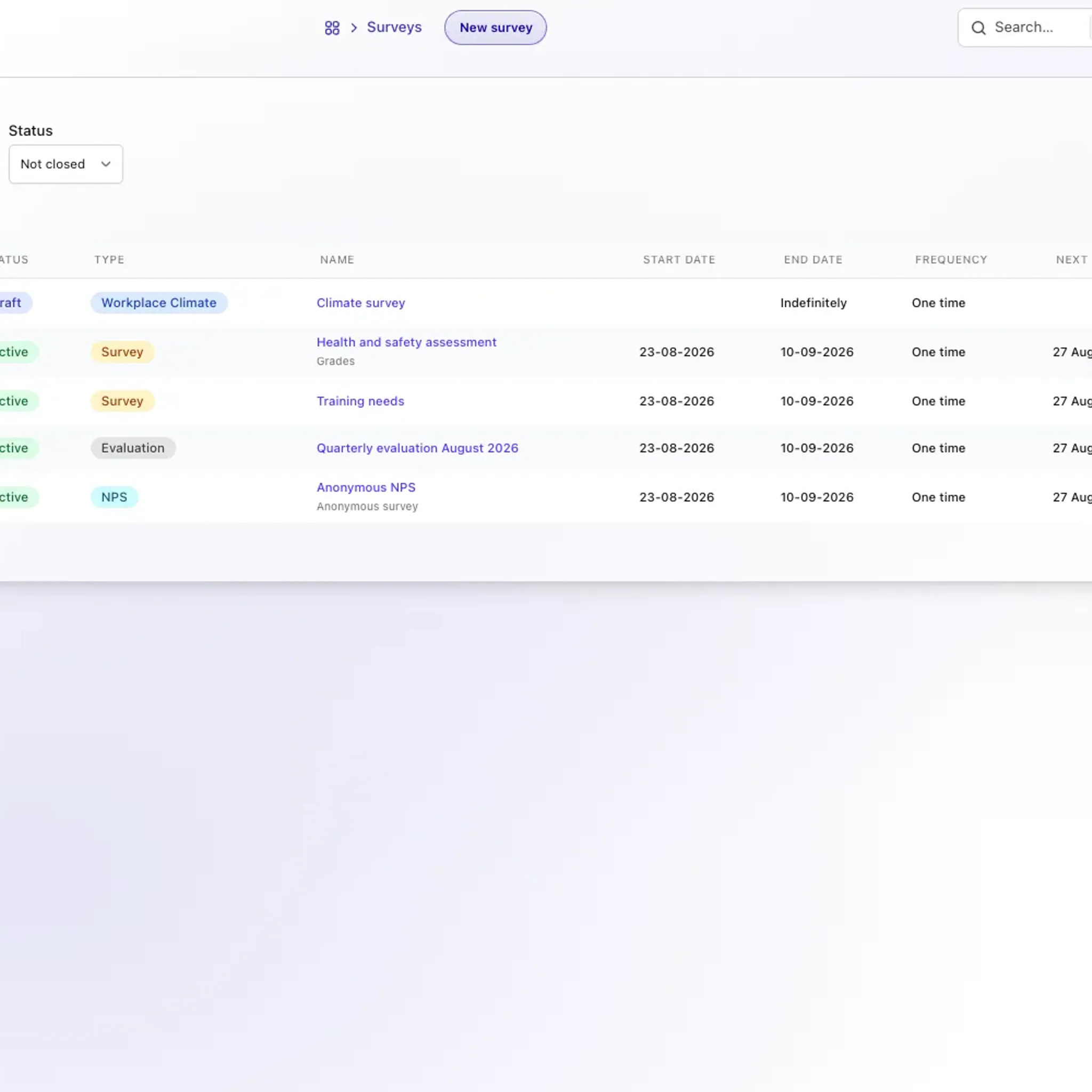 NPS survey in TalentoHQ