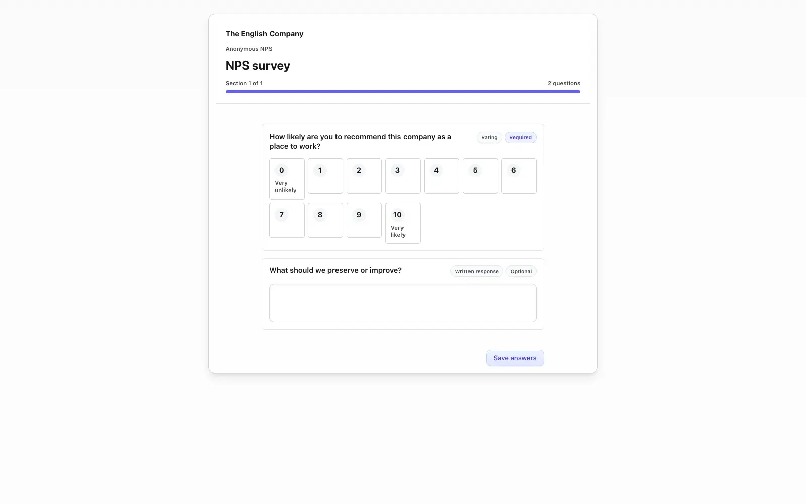 Employee answering a survey in TalentoHQ