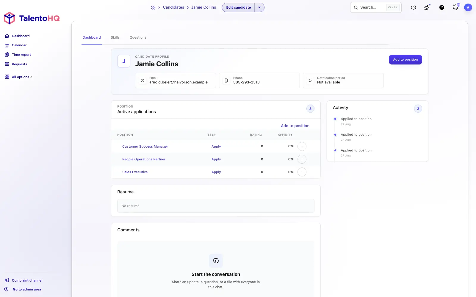 Configurable hiring process