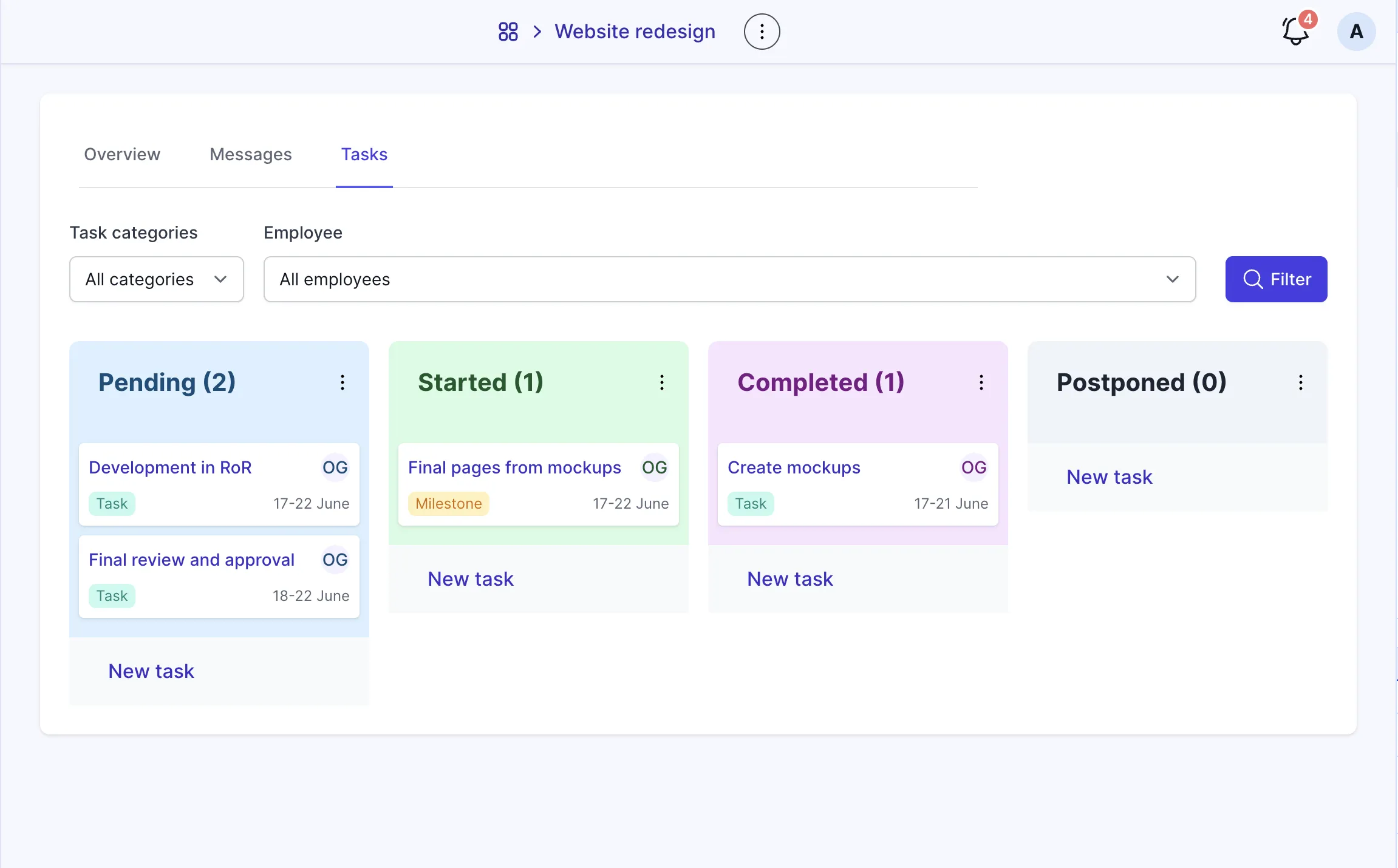 Project and task management with time and expense control