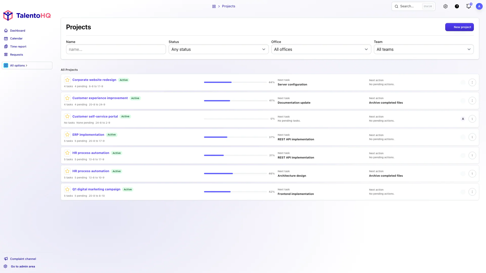 Projects in TalentoHQ