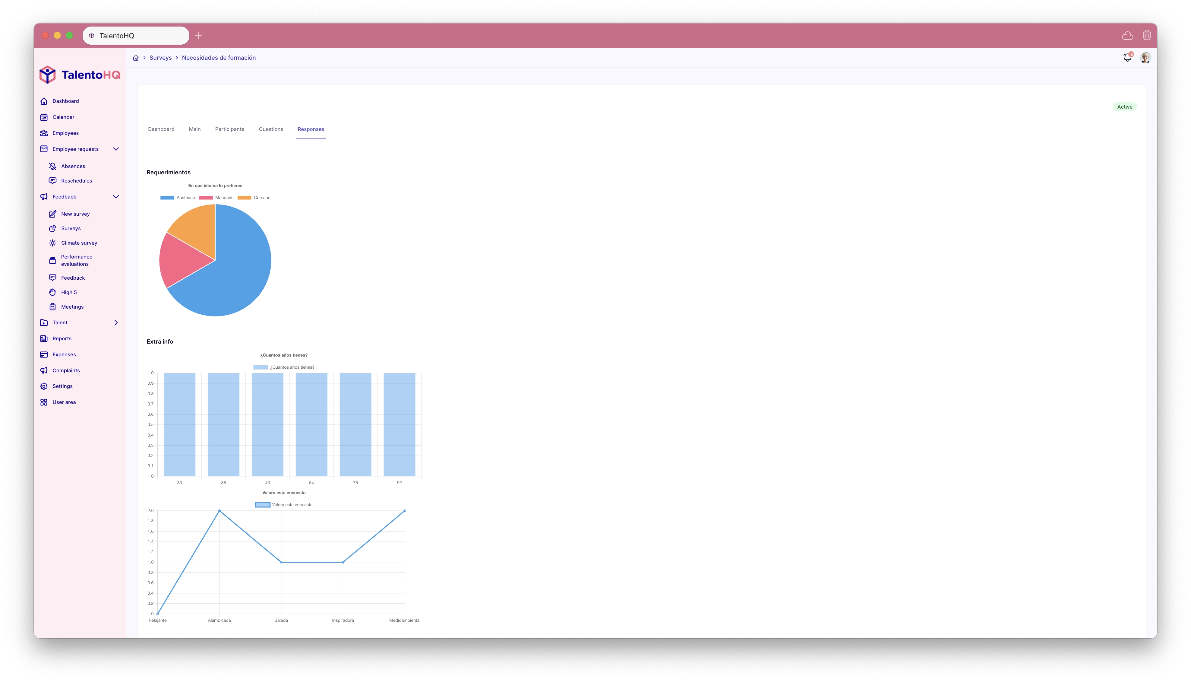 Survey results in TalentoHQ