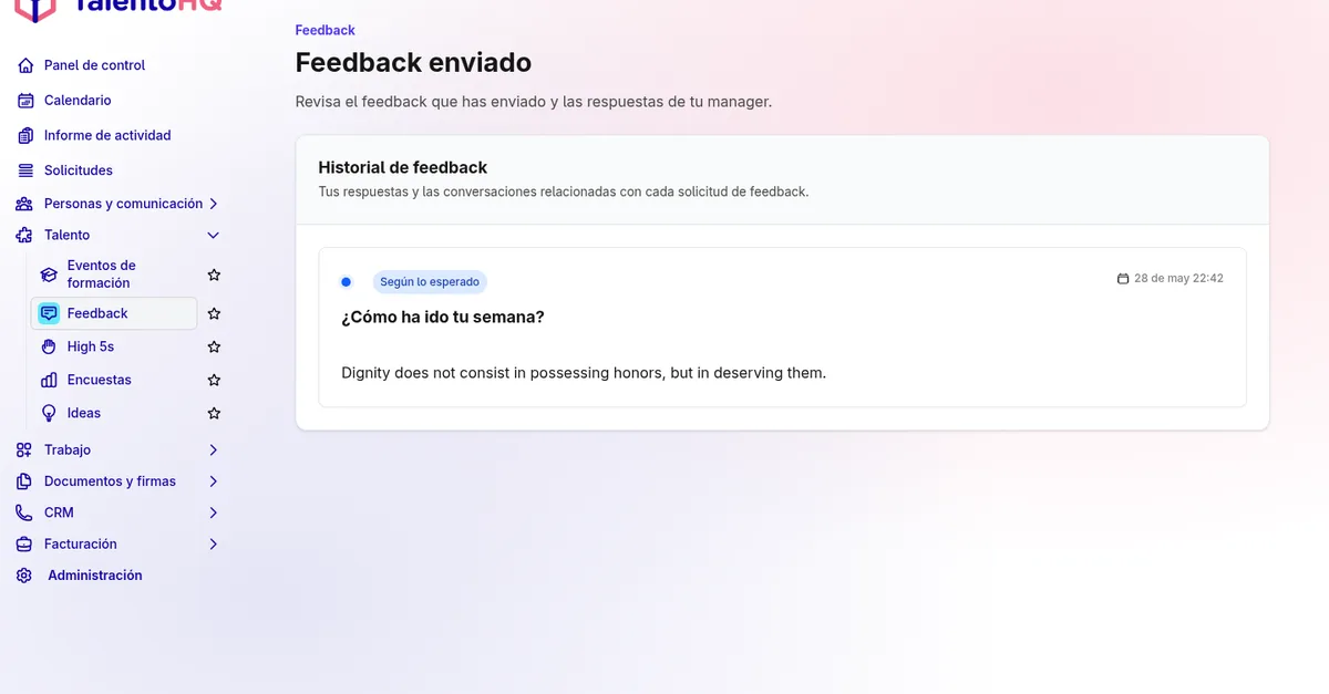Encuestas y feedback de empleados en TalentoHQ